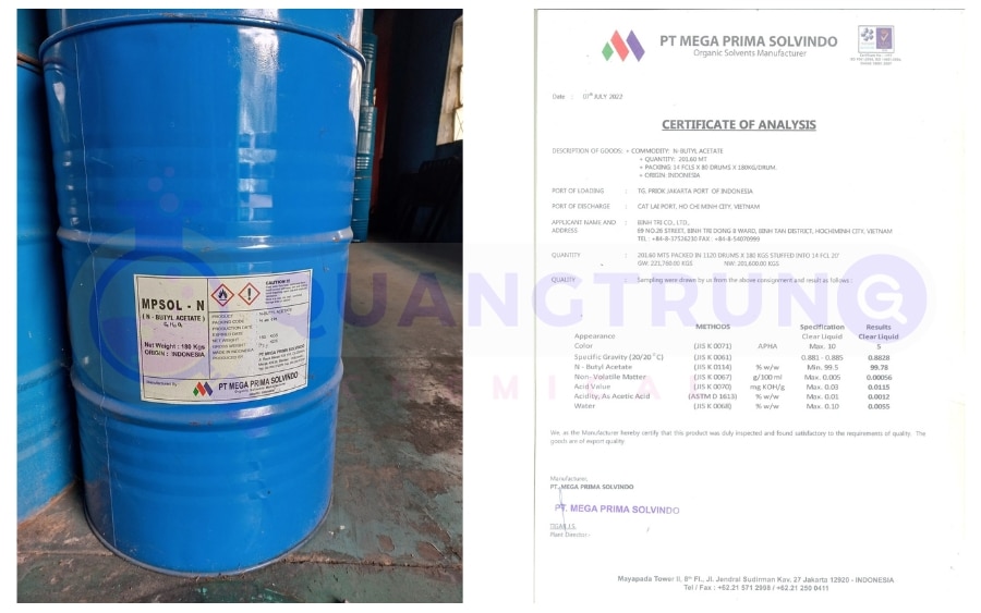 Butyl acetate nhập khẩu nguyên phuy indonesia