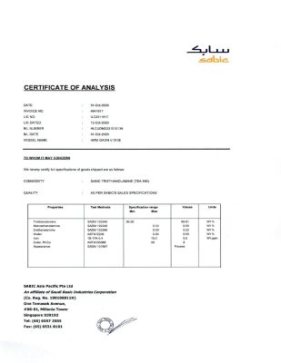 C.O.A TRIETHANOLAMINE (TEA) ARAP