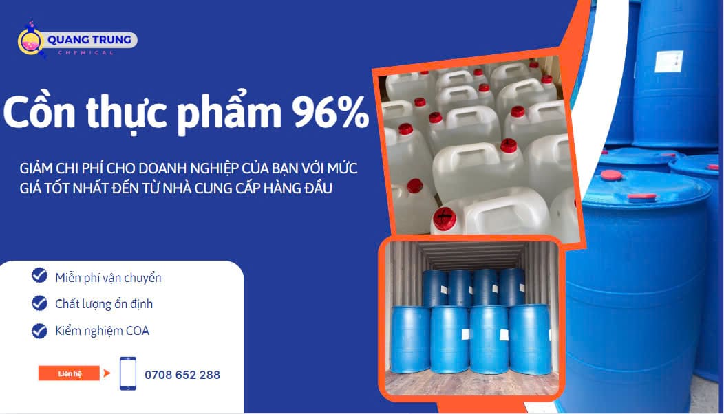 cồn Ethanol 96% giá hấp dẫn - liên hệ ngay