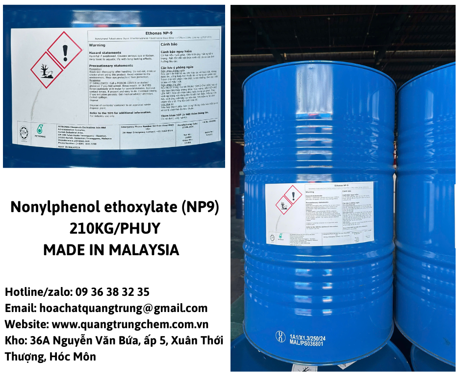 Tìm nhà cung ứng dung môi Nonylphenol ethoxylate (NP9) xuất xứ Malaysia nhập kho TP.HCM